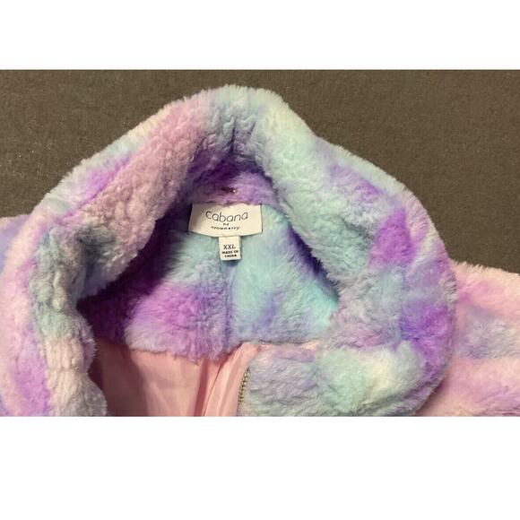 CABANA BY CROWNS & IVY XXLG JRs/ Teen Faux Fur Winter Jacket FULLZIP MUILT-COLOR - Picture 2 of 7